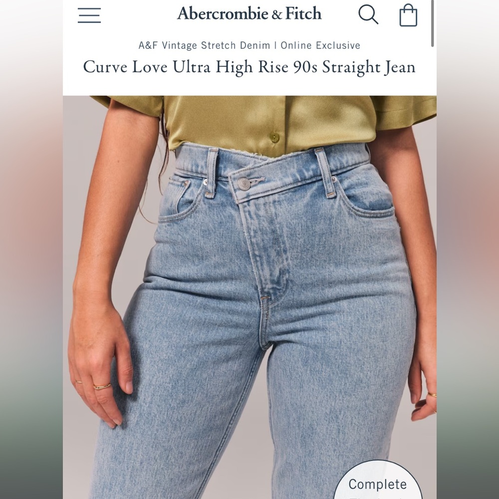 Abercrombie Curve Love Ultra High Rise 90s Straight Jeans size 16